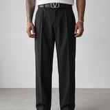 Pantalón de pinzas de corte holgado – Negro