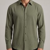 Camisa de algodón de corte regular – Verde