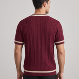 Camiseta de punto trenzado de corte regular – Ciruela