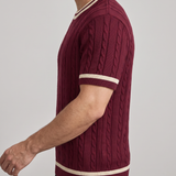 Camiseta de punto trenzado de corte regular – Ciruela