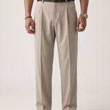 Pantalón a rayas de corte holgado – Beige