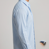 Camisa de rayas finas de corte regular – Azul
