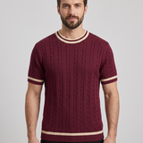 Camiseta de punto trenzado de corte regular – Ciruela