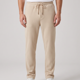 Pantalón de canalé de corte holgado – Beige