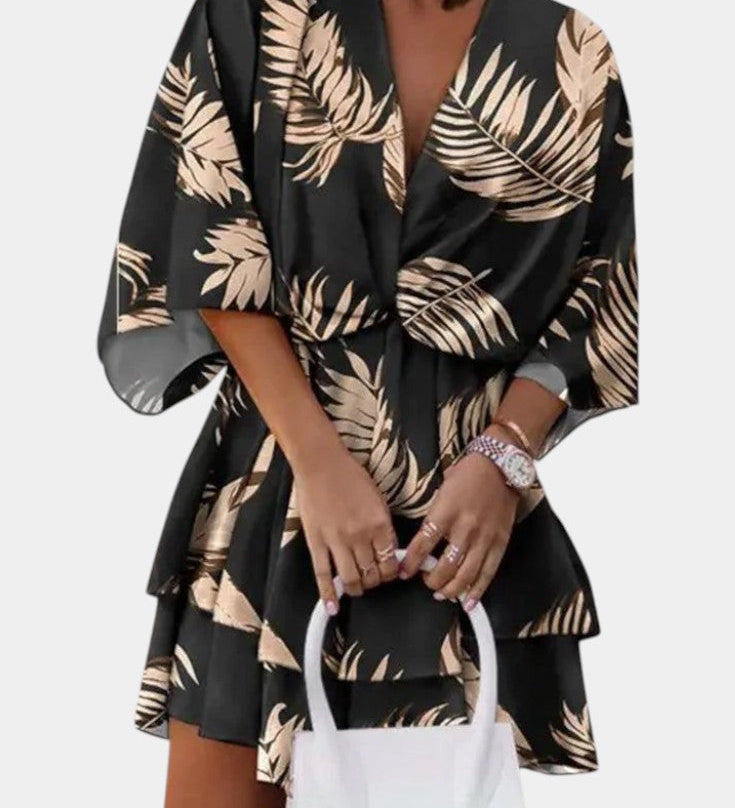 Vestido Mini con Nudo Frontal y Volantes
