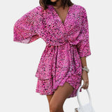 Vestido Mini con Nudo Frontal y Volantes