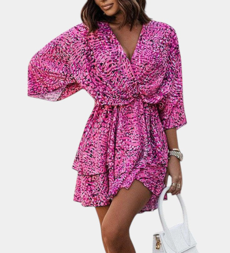 Vestido Mini con Nudo Frontal y Volantes