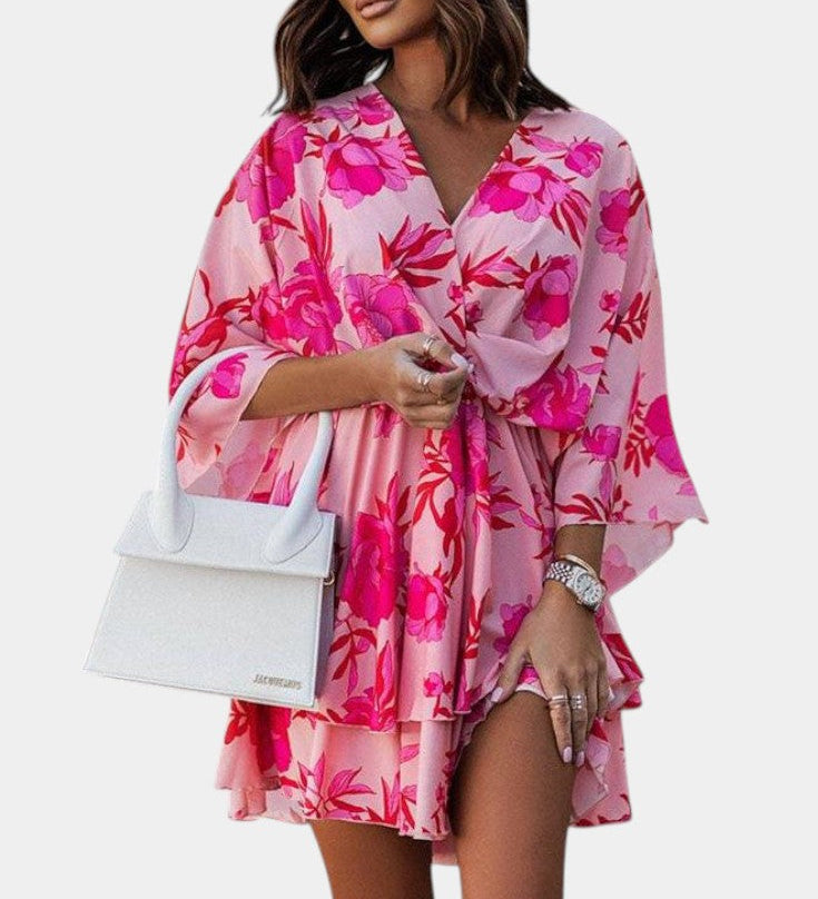 Vestido Mini con Nudo Frontal y Volantes