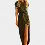 Vestido Midi Envolvente con Abertura Lateral