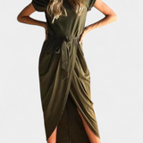 Vestido Midi Envolvente con Abertura Lateral