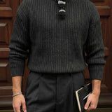 Jersey de estructura a rayas y corte holgado – Gris oscuro