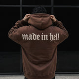 Sudadera oversize con capucha Made in Hell – Marrón