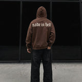 Sudadera oversize con capucha Made in Hell – Marrón
