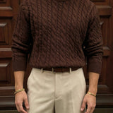Jersey oversize de punto trenzado – Marrón oscuro