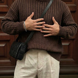 Jersey oversize lavado de canalé – Marrón