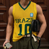 Camiseta oversize de punto Brasil de tirantes – Amarillo
