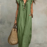 Vestido Largo Bohemio en Lino y Algodón