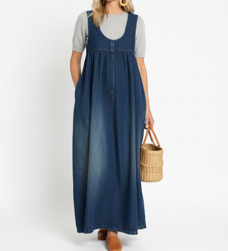 Vestido Maxi Vaquero Lavado de Tirantes