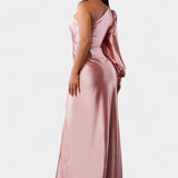 Vestido Asimétrico Drapado de un Hombro
