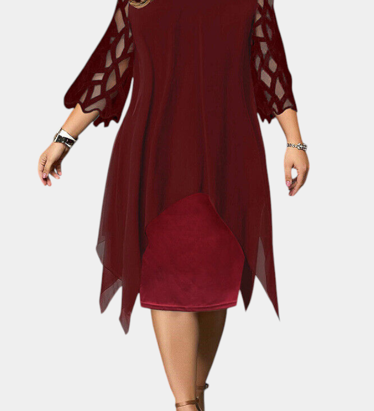 Vestido Talla Grande con Mangas de Encaje