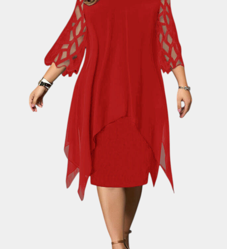 Vestido Talla Grande con Mangas de Encaje