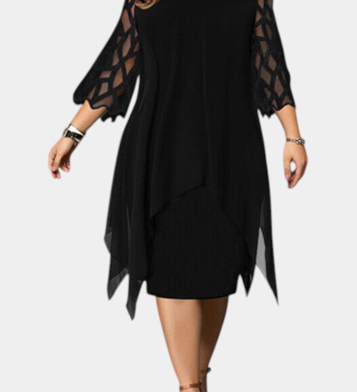 Vestido Talla Grande con Mangas de Encaje